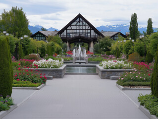 Public garden showcasing detailed floral arrangements