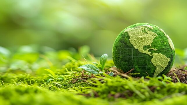 Green globe symbolizing esg principles  co2 reduction, circular economy, and net zero strategies