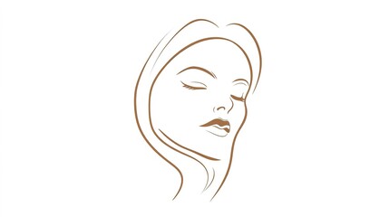 Elegant beauty brand logo featuring a minimalist line drawing of a feminine face, embodying sophistication, simplicity, and modernity, ideal for a skincare or beauty product line focused on elegance 