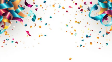 Obraz premium Colorful paper confetti and streamers for celebration.