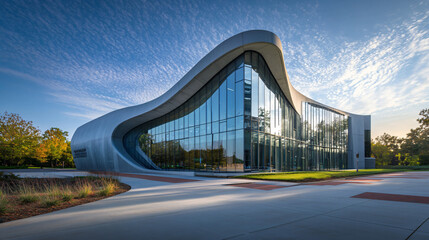 Obraz premium An iconic museum dedicated to science and technology with interactive exhibits.