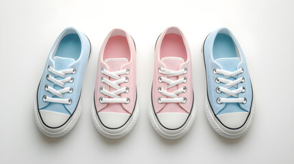 Fototapeta premium A pair of pastel-colored slip-on shoes, arranged side by side with laces untied