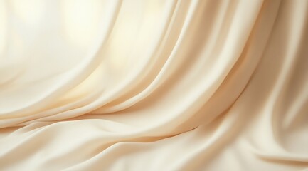 Obraz premium Beige Silk Drapery Fluid Background with Gentle Shadows and Highlights for Cosmetics and Beauty