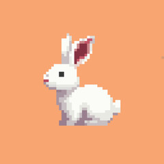 pixel art cute white rabbit