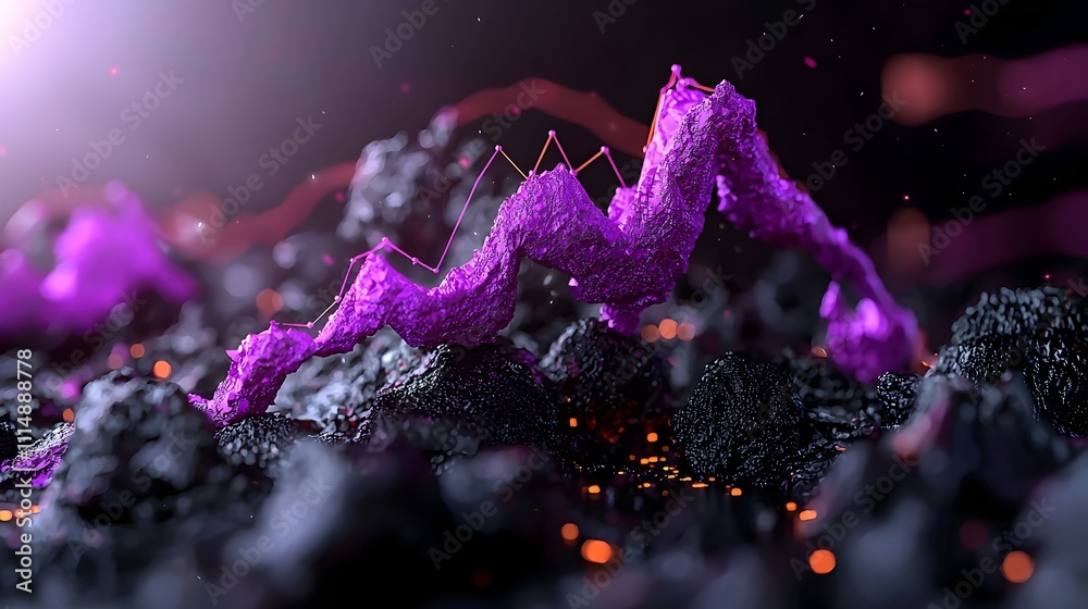 Poster mesmerizing abstract purple graph chart displayed on a dark futuristic digital setting showcasing fi