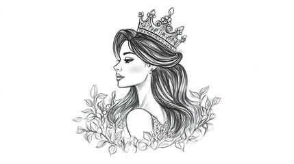 Fototapeta premium Creative drawing idea for a beauty pageant diploma, featuring elegant and graceful elements such as a crown, flowing ribbons, a sparkling tiara, and a silhouette of a pageant contestant