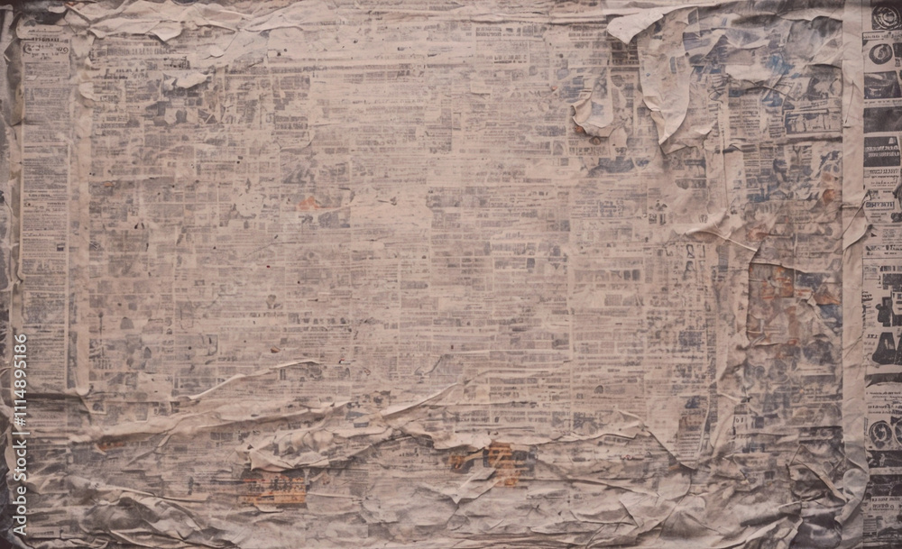 Aufkleber Paper with a lot of writing on it. The writing is in different colors and sizes. The paper is torn and crumpled