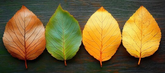 Fototapeta premium macro close up of autumn leaves colorful fall foliage vibrant textures yellow orange red green brown background