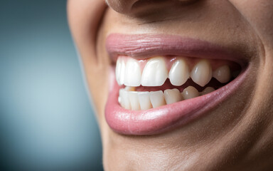 Bright smile highlights healthy teeth and confident expression in a close-up shot