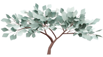 Obraz premium A stylized illustration of a tree with layered leaves and a textured trunk.