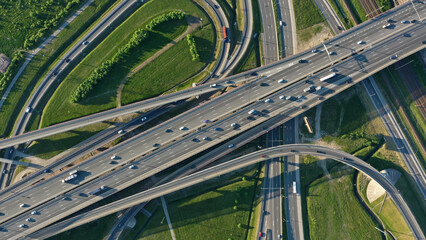 Lot of cars on modern road junction