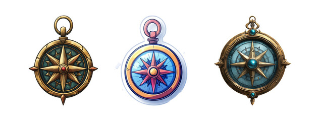 Obraz premium Vintage Compass Collection on Transparent Background