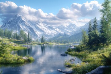 Fototapeta premium lake and mountains