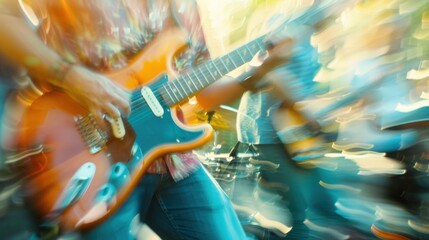 Fototapeta premium Hazy musicians play their hearts out in this jam session.