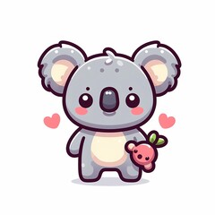 Fototapeta premium Chibi Koala Illustration in Flat Style on White Background