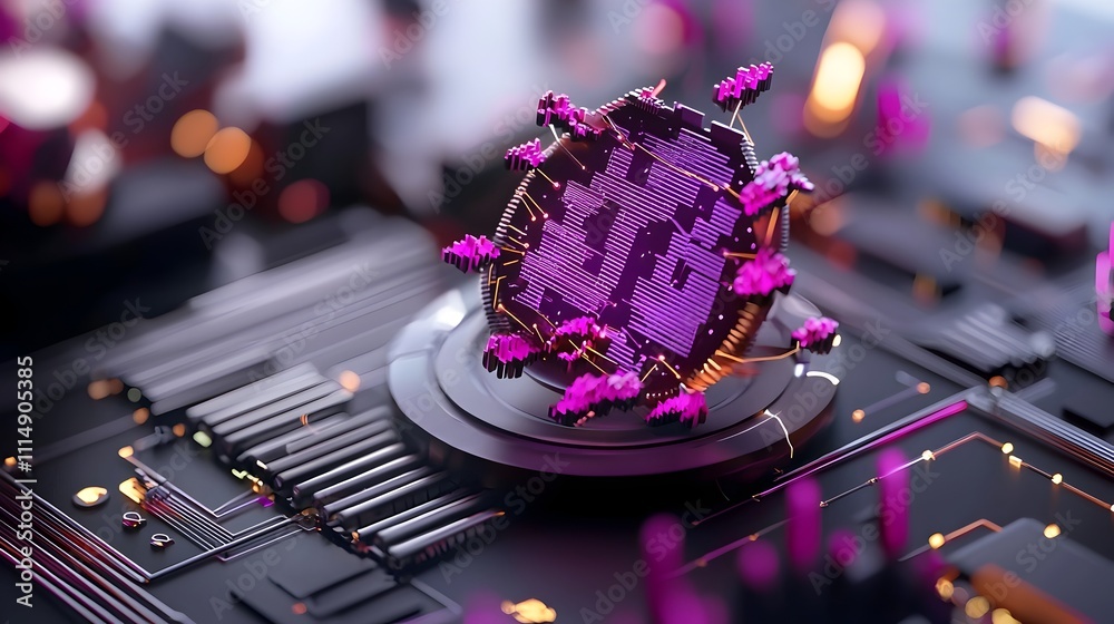 Poster futuristic purple business graph chart with floating holographic display intricate data visualizatio