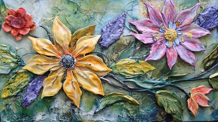 Fototapeta premium Flowers with intricate details, showcasing the delicate beauty of petals, colors, and textures in vibrant blooms, capturing the essence of nature's artistry.