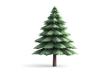 Fototapeta premium A stylized, geometric pine tree with layered green foliage and a brown trunk.