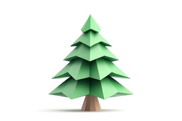Obraz premium A stylized, geometric representation of a green pine tree with a brown trunk.