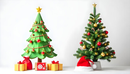 Fototapeta premium gift box christmas xmaspine leaf trees