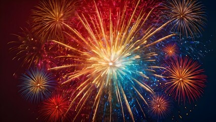 Fototapeta premium Fireworks on the dark sky background