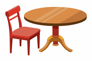Round table and chair isolated on white background vector illustration