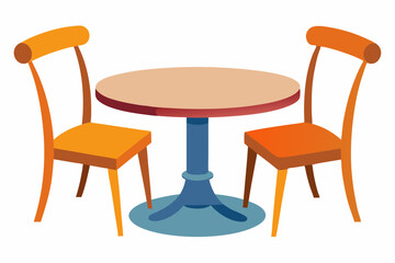 Round table and chair isolated on white background vector illustration
