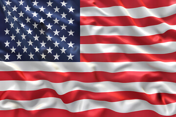 Fototapeta premium A vibrant American flag gently waving, showcasing its stars and stripes against a soft, flowing background.