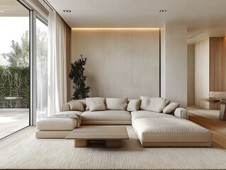 Obraz premium Modern Elegance: A Contemporary Living Room with Sophisticated Accents