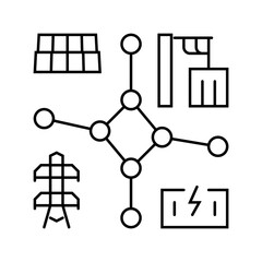 decentralized energy line icon vector. decentralized energy sign. isolated contour symbol black illustration