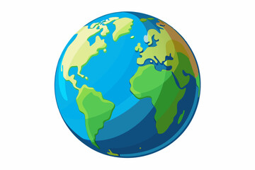 Fototapeta premium The Earth planet isolated on a white background vector art illustration 