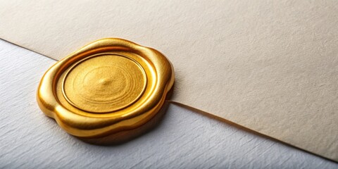 Golden wax seal stamp on background, golden, wax seal, stamp,background, realistic, render, old, empty center, decoration