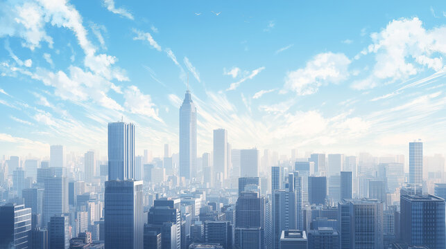 都市景観のイラスト背景素材