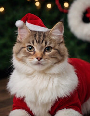 Santa Cat: Adorable Feline Dressed as Santa Claus for the Holidays