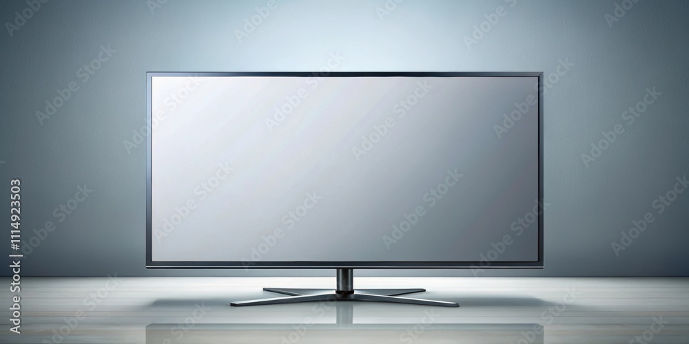 Sticker Blank TV standing on a background, blank, TV, stand, isolated,background, technology, screen, entertainment, modern, electronic