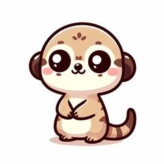 Obraz premium Chibi Meerkat Illustration in Flat Style on White Background