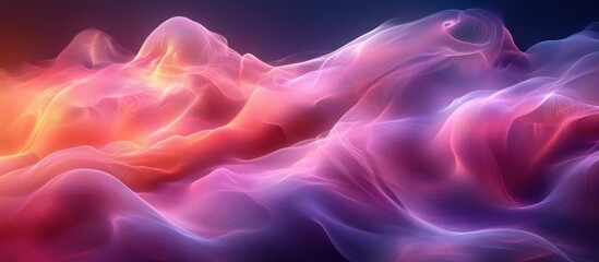 Obraz premium Dynamic Abstract Wave Pattern with Smooth Curves and Vibrant Pink Purple Gradients
