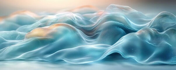 Obraz premium Abstract Transparent Shapes with Soft Gradients and Gentle Curves in Teal and Aquamarine