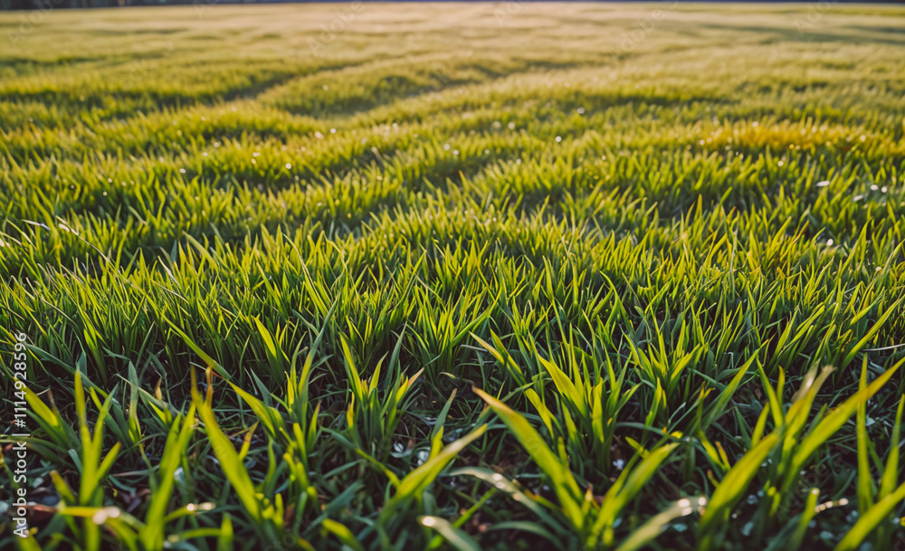 Poster the field is filled with tall, green grass that stretches out in every direction. the grass is so lu