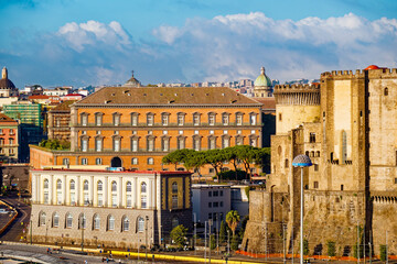 Naklejka premium Old Buildings and Fort in Naples Italy