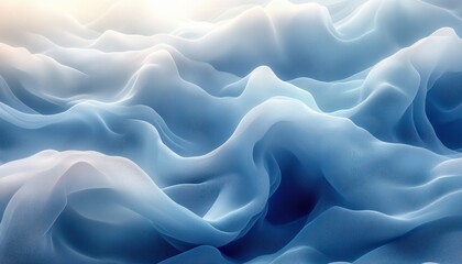 Obraz premium Abstract Blue and White Flowing Waves Minimalist Design