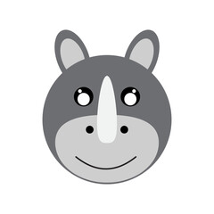 Cute Rhinoceros Face Illustration, Adorable Animal Design