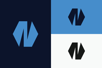 modern letter N logo, simple letter N logo.