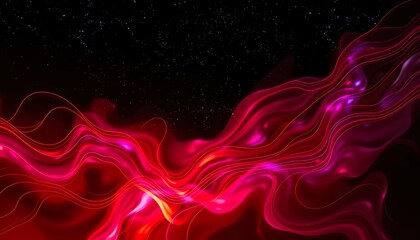 Obraz premium Abstract Red Waves Against Dark Starry Background