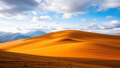 Fototapeta premium Golden Desert Landscape Under a Cloudy Sky