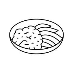 mango sticky rice thai cuisine line icon vector. mango sticky rice thai cuisine sign. isolated contour symbol black illustration