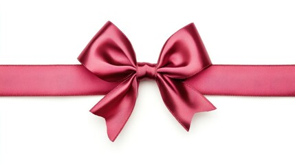 Elegant Maroon Satin Ribbon Bow on White Background: Perfect for Gift Wrapping, Festive Decorations, and Design Projects
