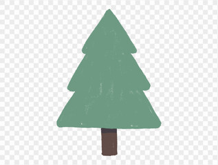 Fototapeta premium Hand drawn Christmas tree with chalk style decorations and childlike lines on transparent background, perfect for festive designs. vector