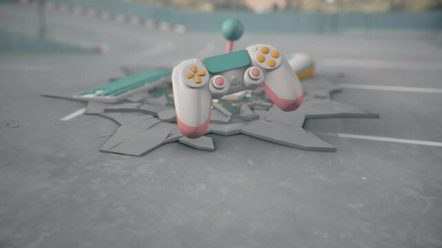Joystick Game pad and Controllers in a Real Parking Lot
