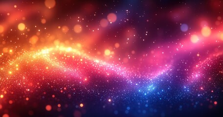 Obraz premium Vibrant Abstract Background with Geometric Shapes and Luminous Bokeh Effect in Dynamic Colors